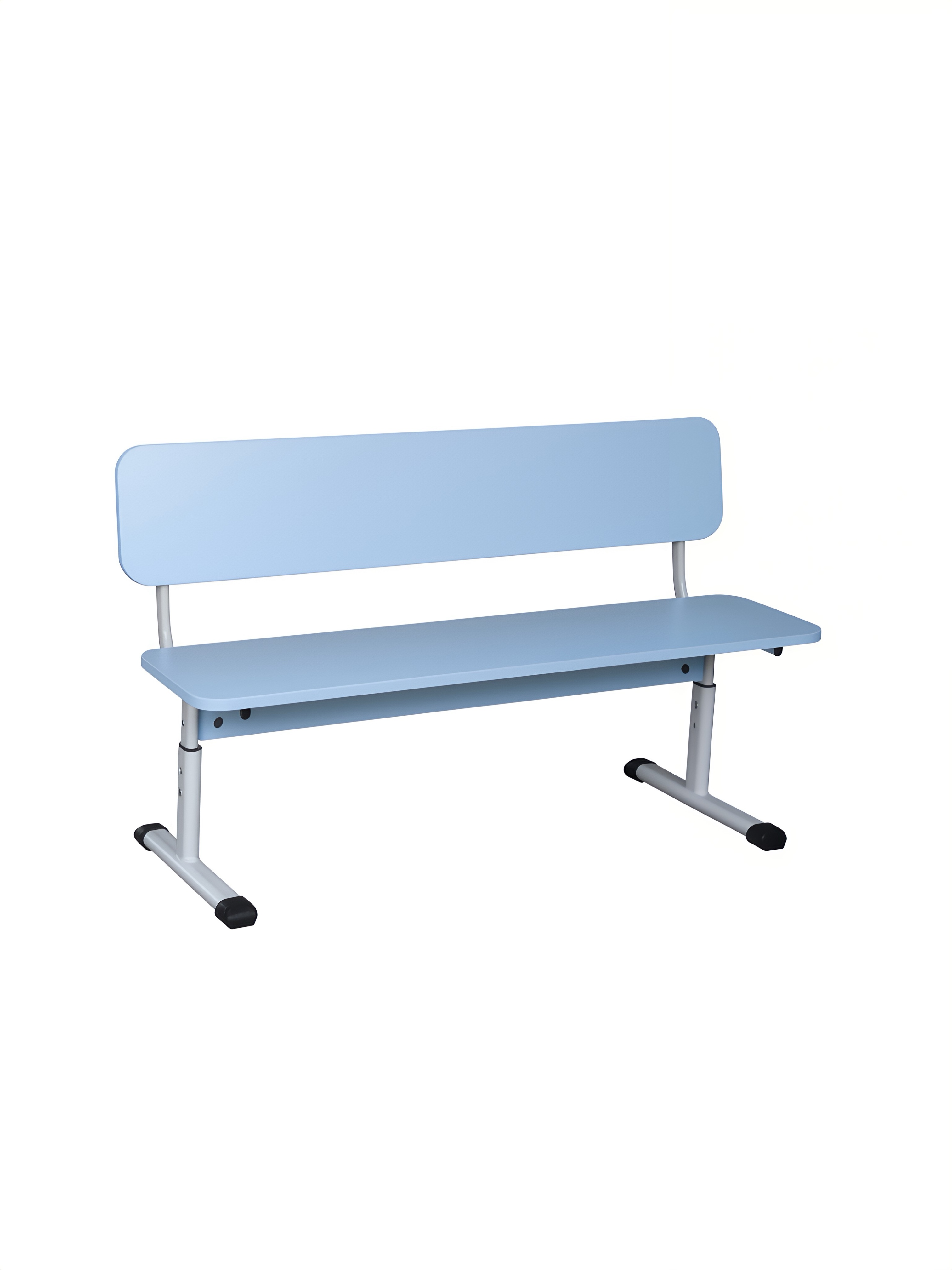 Лава ПОСИЛЕНА для шкільної їдальні зі спинкою 2-місна, 1200х300х380-460мм,регульована по висоті, на плоскоовальній трубі, ростові групи №4-6, АНШАР ГРУП (34347)